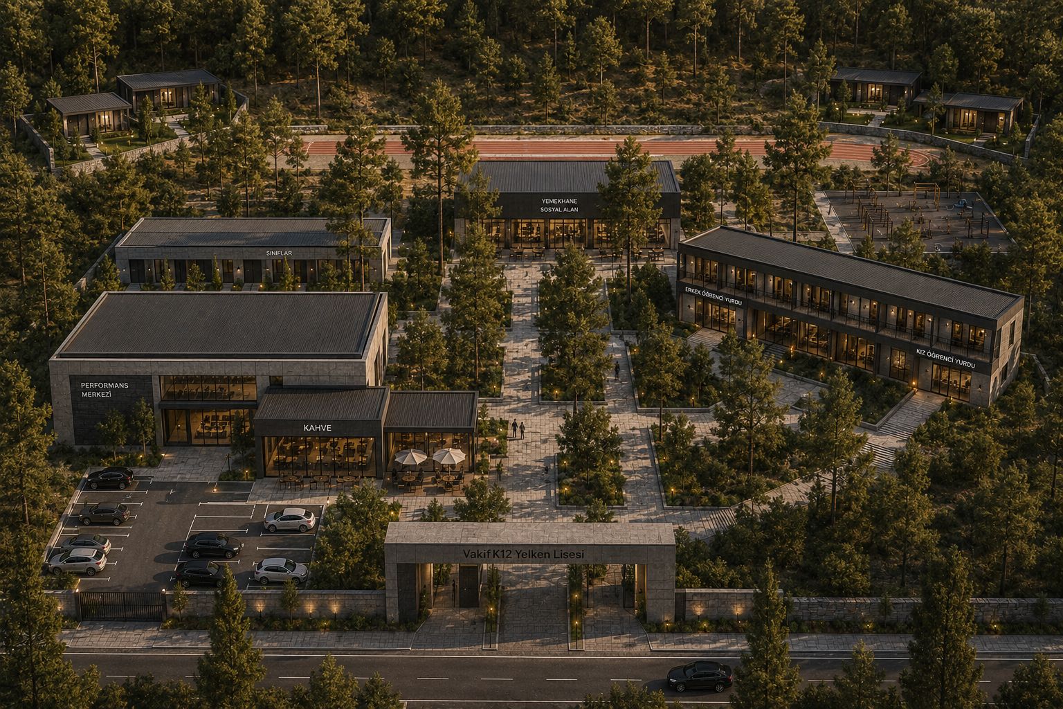 Concept render of the K-12 sailing high school campus